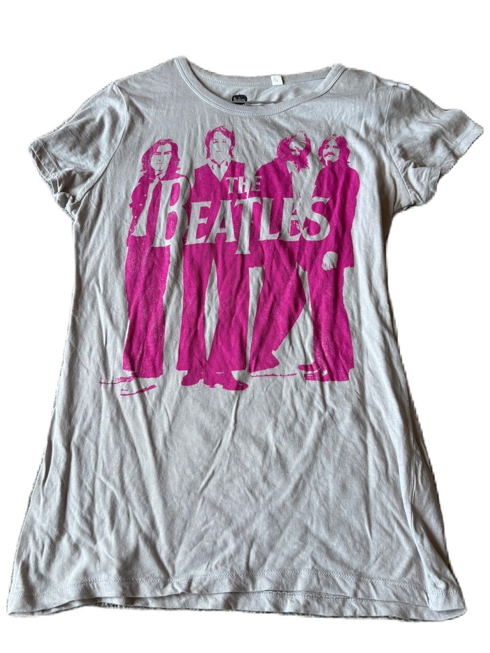 Vintage The Beatles T-shirt Large Y2K Magenta Pink Design